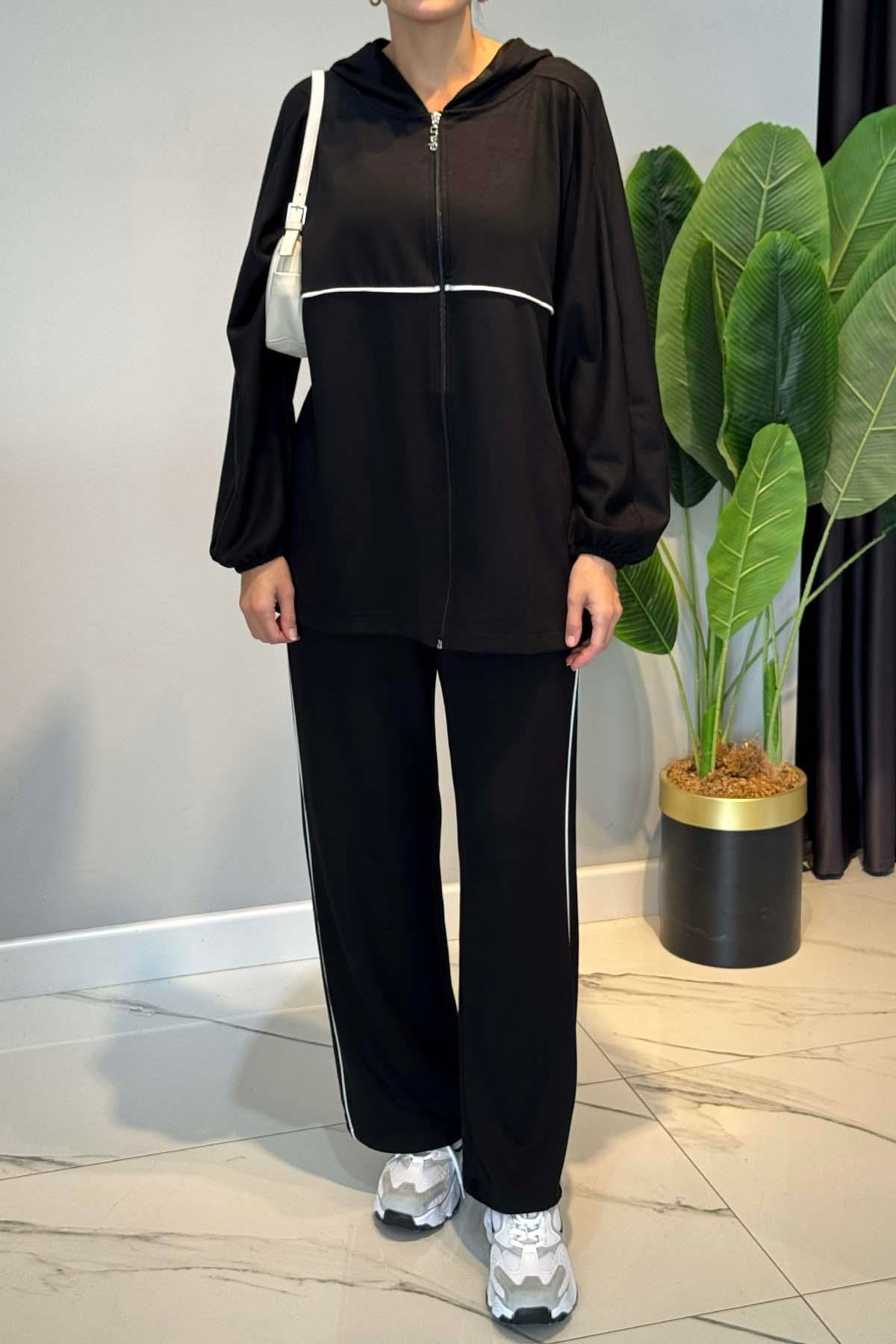 Biye Detaylı Rahat Takım 3143 Siyah