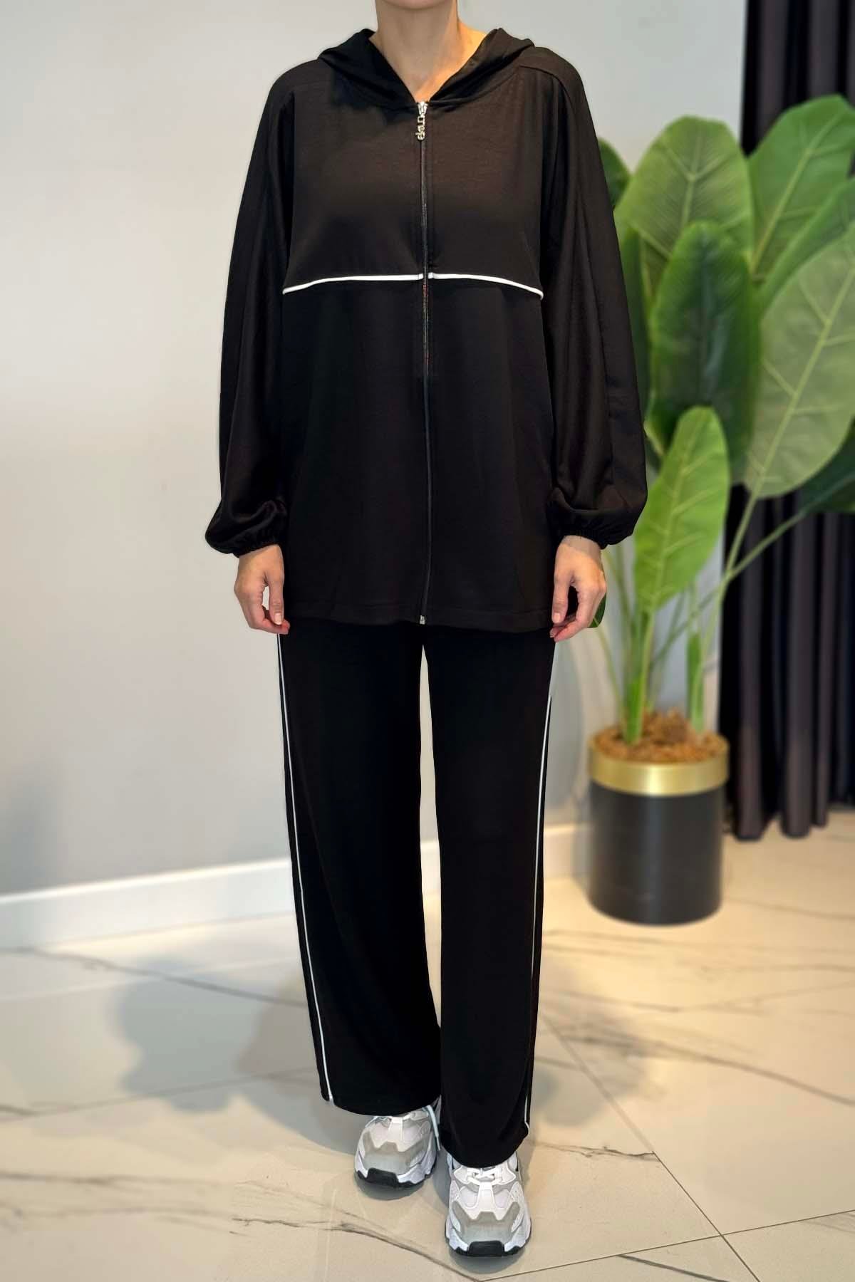 Biye Detaylı Rahat Takım 3143 Siyah