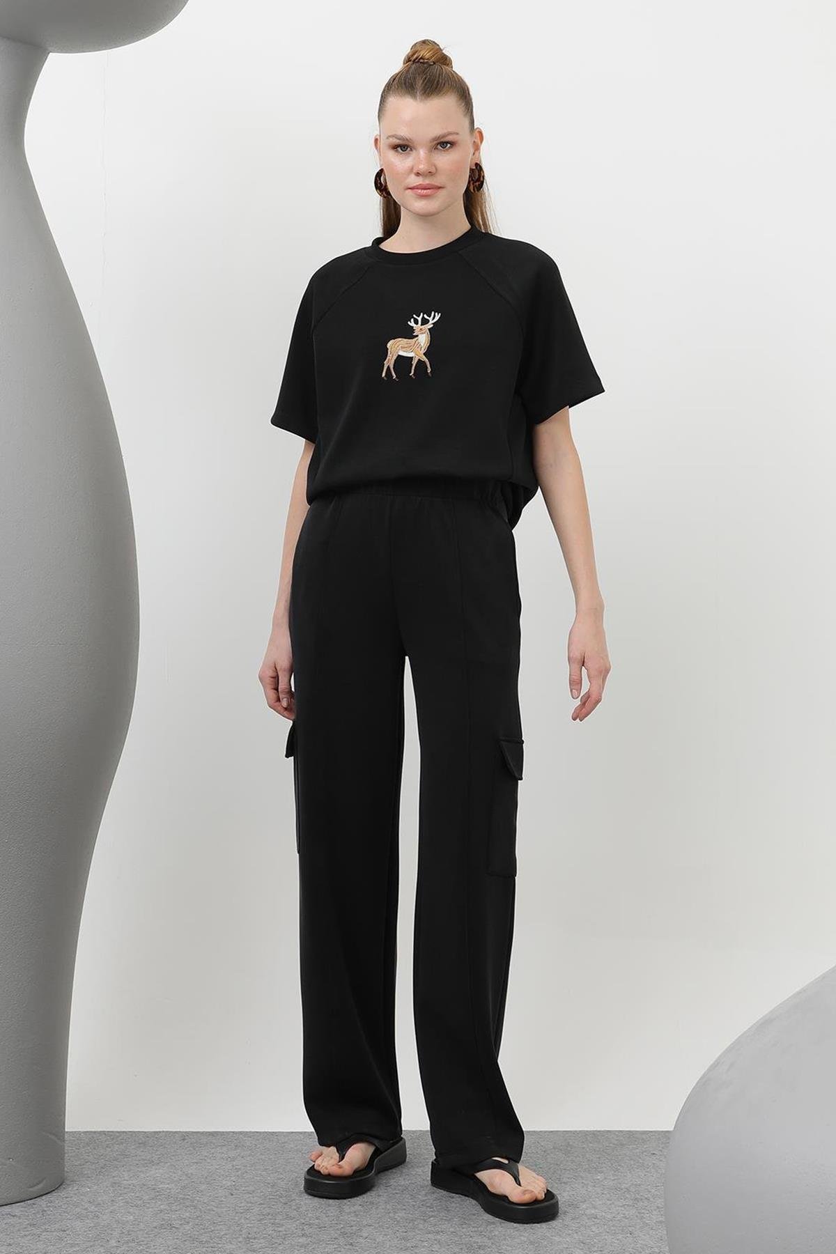 Bol Paça Kargo Cepli Bol Paça Pantolon 32156 Siyah