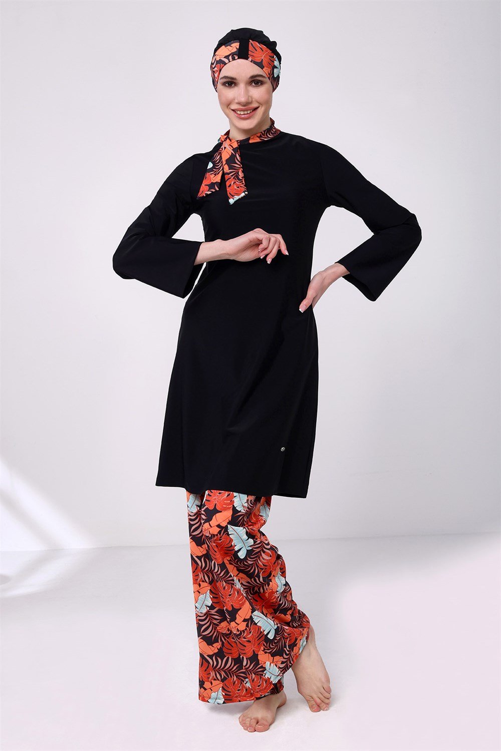 Bol Paça Tam Kapalı Tesettür Mayo 2115 Siyah Remsa Mayo