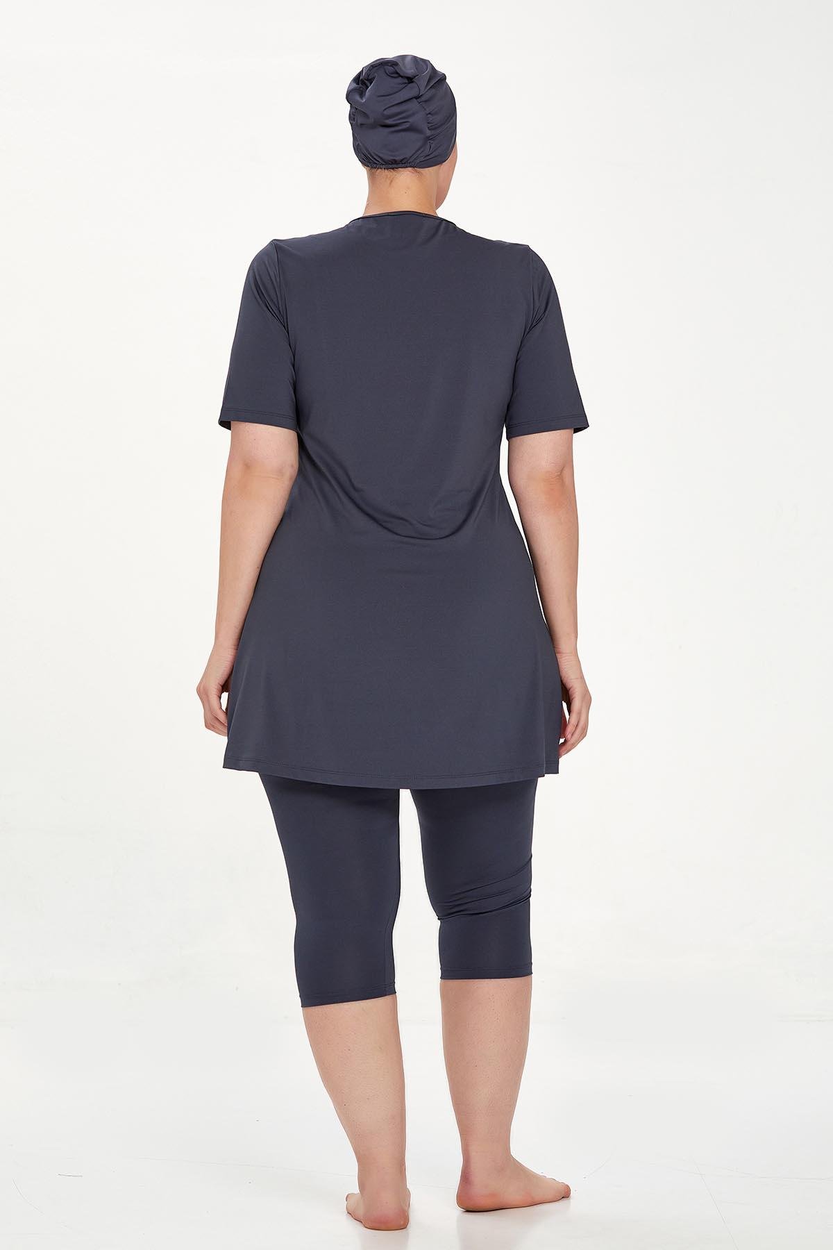 Büyük Beden Kısa Kollu Taytlı Yarı Kapalı Mayo Nerıssa 8322 Antrasit