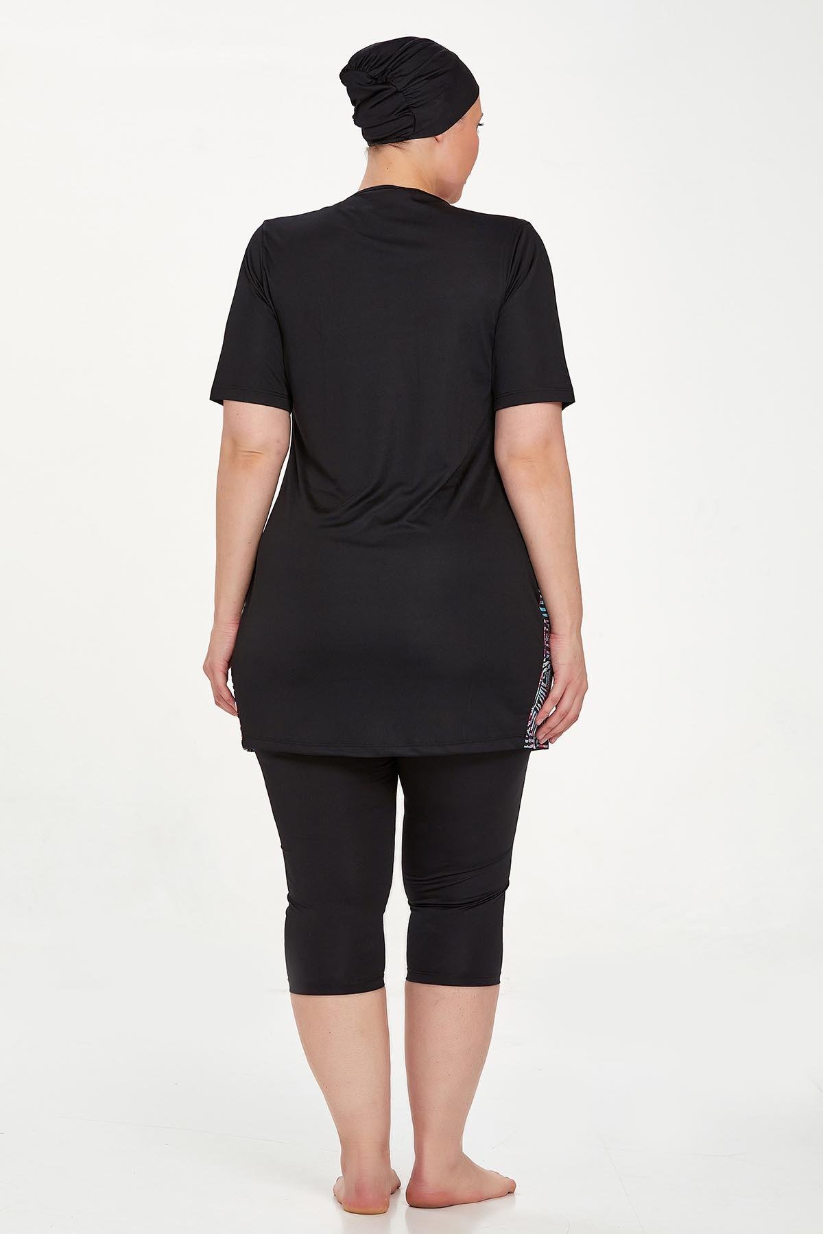 Büyük Beden Kısa Kollu Yarı Kaplı Mayo Dorıs 9316 Siyah