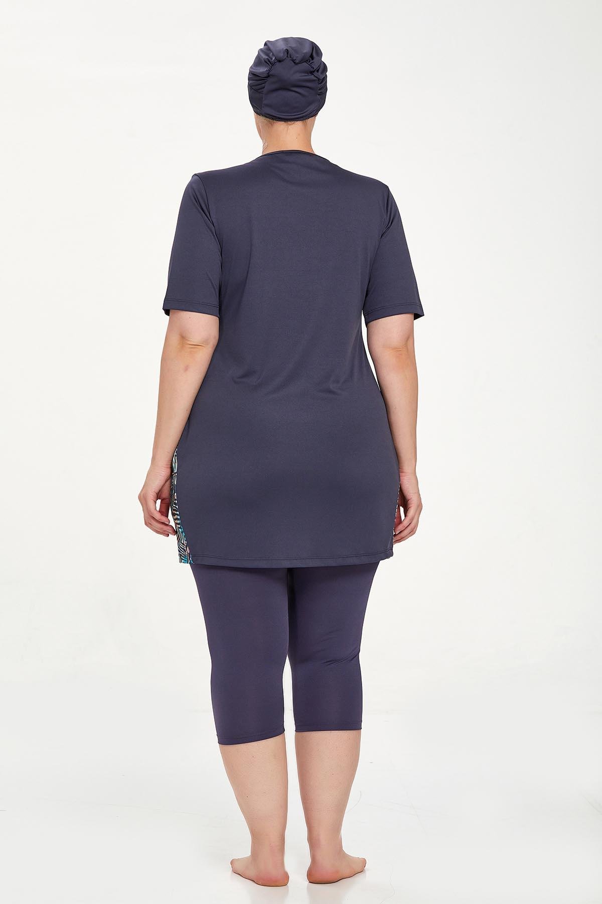 Büyük Beden Kısa Kollu Yarı Kaplı Mayo Dorıs 9316 Antrasit