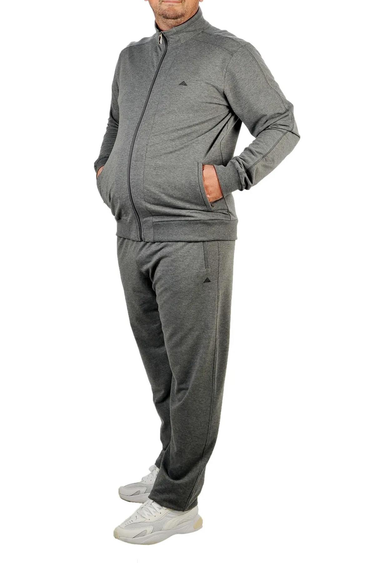 Büyük Beden Likralı Penye Erkek Eşofman Takımı 1714 Antrasit