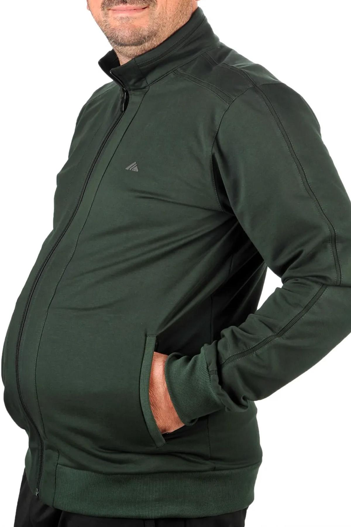 Büyük Beden Likralı Penye Erkek Eşofman Takımı 1714 Yeşil