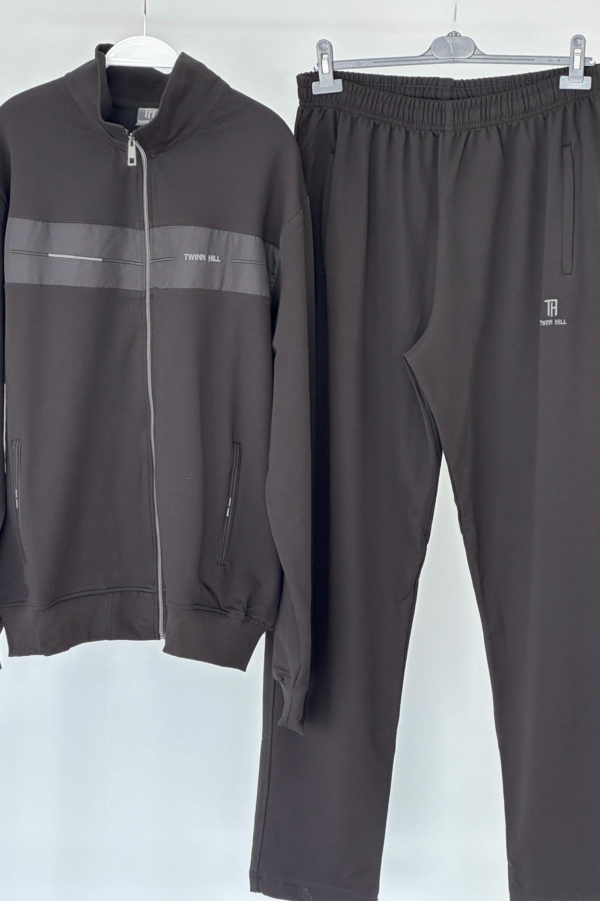 Büyük Beden Likralı Penye Erkek Eşofman Takımı 2712 Siyah