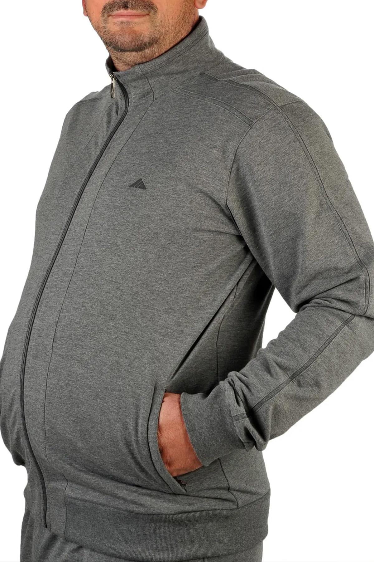 Büyük Beden Likralı Penye Erkek Eşofman Takımı 1714 Antrasit