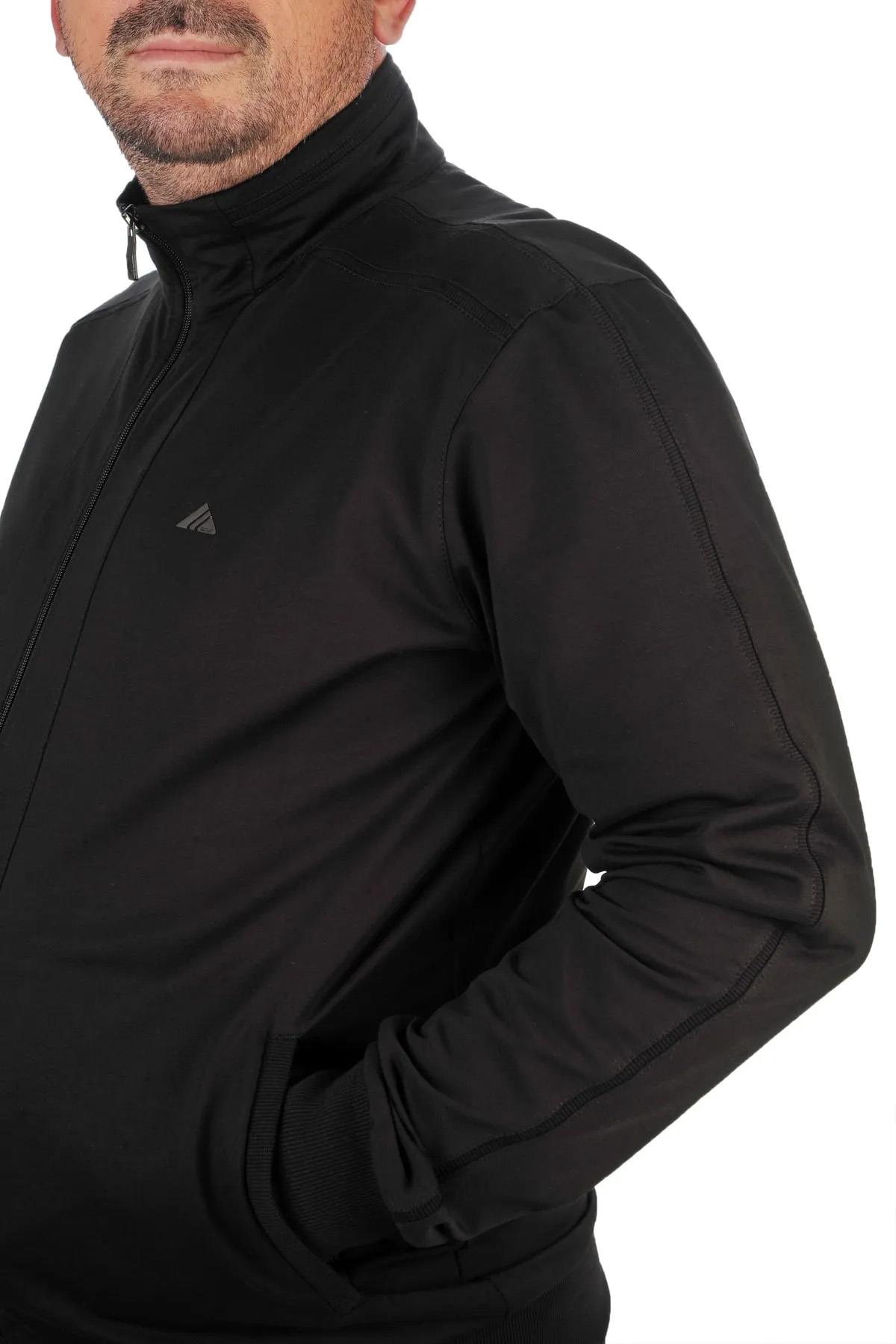 Büyük Beden Likralı Penye Erkek Eşofman Takımı 1714 Siyah