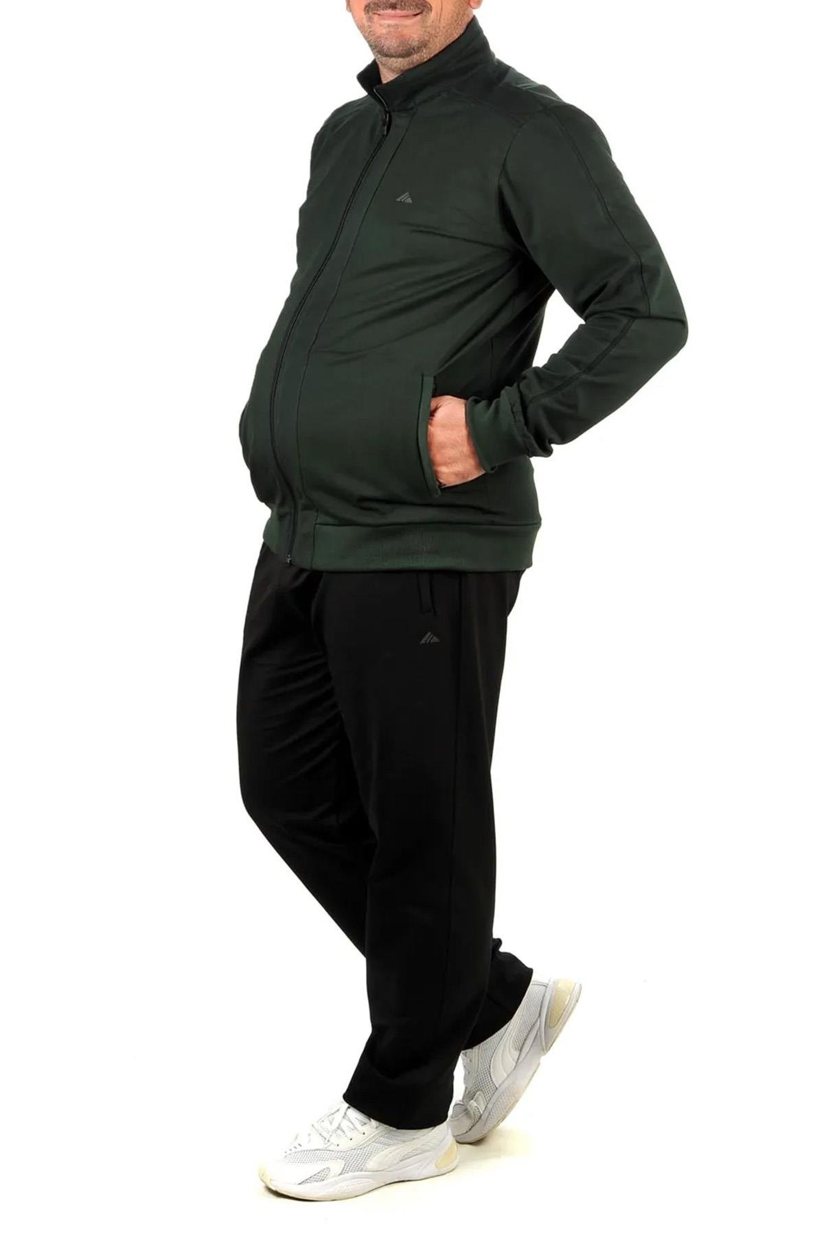 Büyük Beden Likralı Penye Erkek Eşofman Takımı 1714 Yeşil