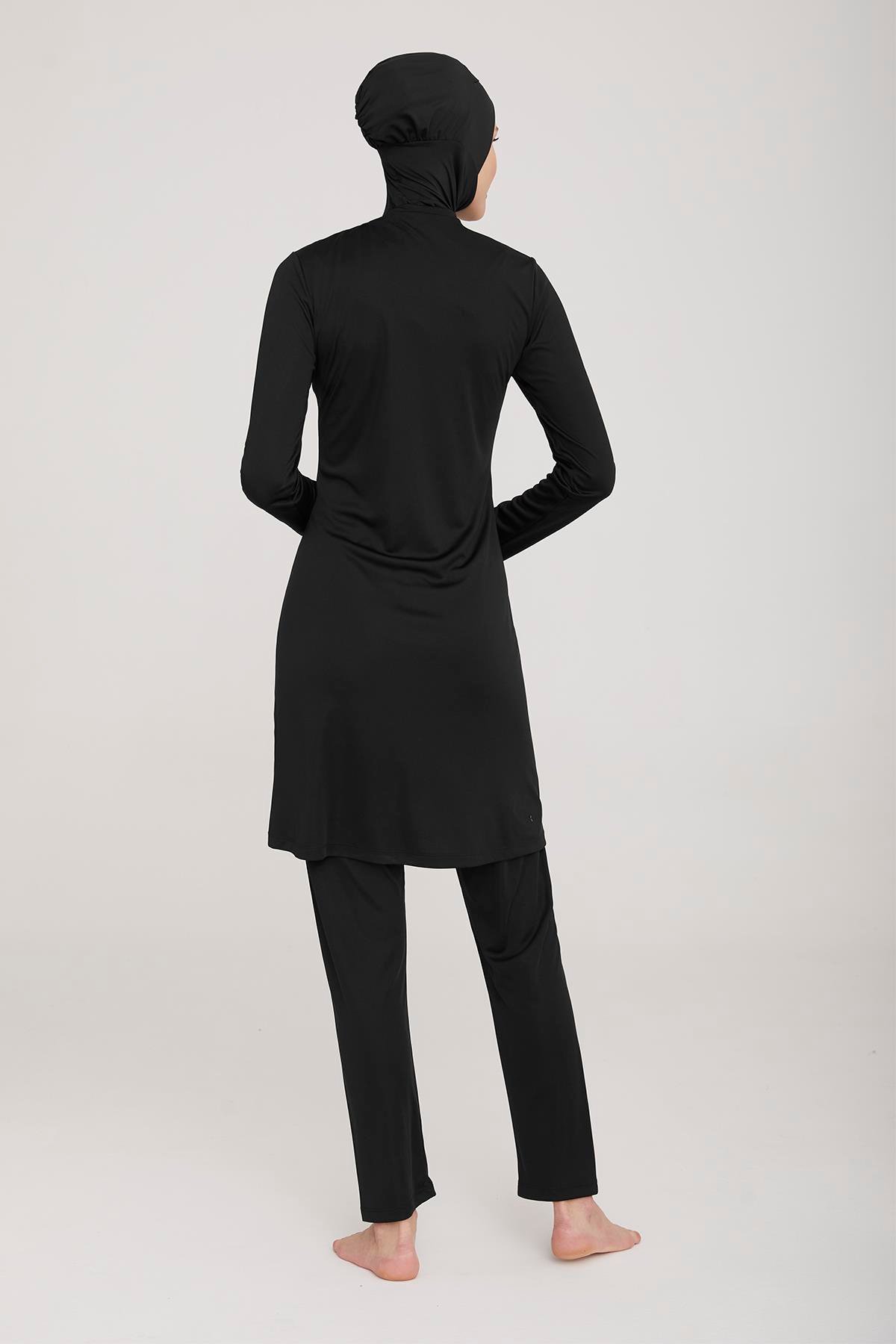 Büyük Beden Likralı Tam Kapalı Tesettür Mayo Rozzr 9021 Siyah Remsa Mayo