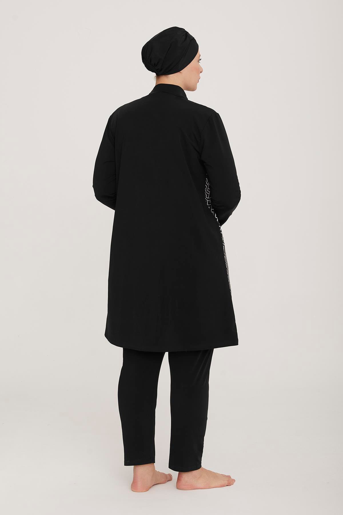 Büyük Beden Likralı Tam Kapalı Tesettür Mayo Rad 4482 Siyah
