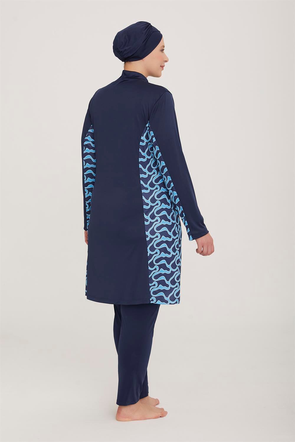 Büyük Beden Likralı Tam Kapalı Tesettür Mayo Judy 3 9105 Koyu Lacivert Remsa Mayo