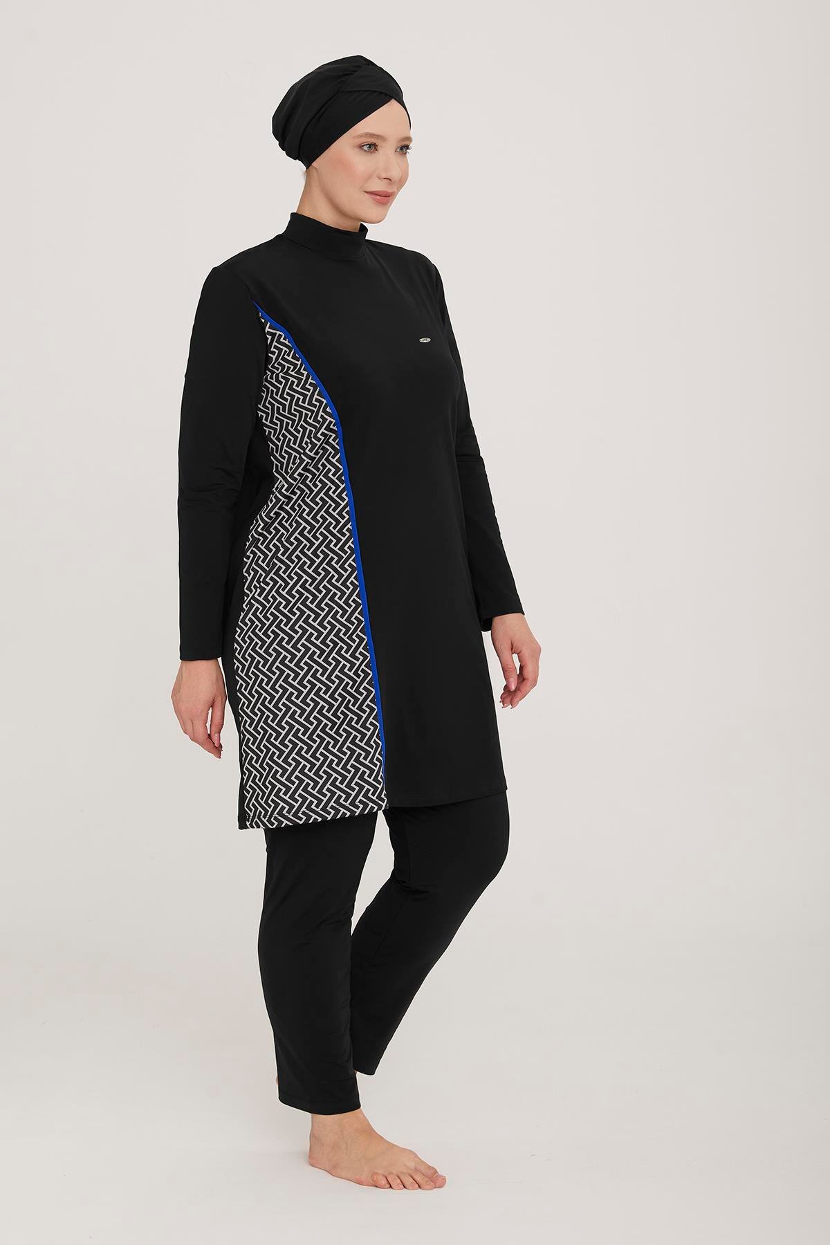 Büyük Beden Likralı Tam Kapalı Tesettür Mayo Rad 4482 Siyah