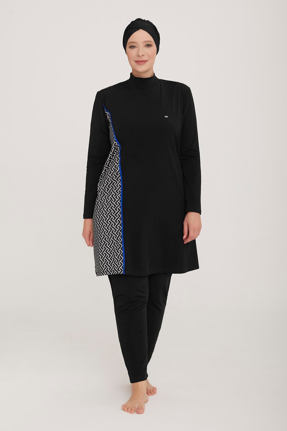 Büyük Beden Likralı Tam Kapalı Tesettür Mayo Rad 4482 Siyah