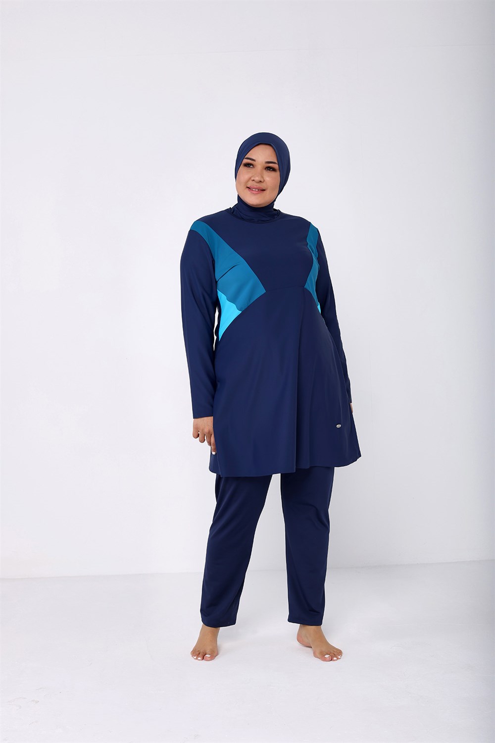 Büyük Beden Likralı Tam Kapalı Tesettür Mayo 2503 Koyu Lacivert Remsa Mayo