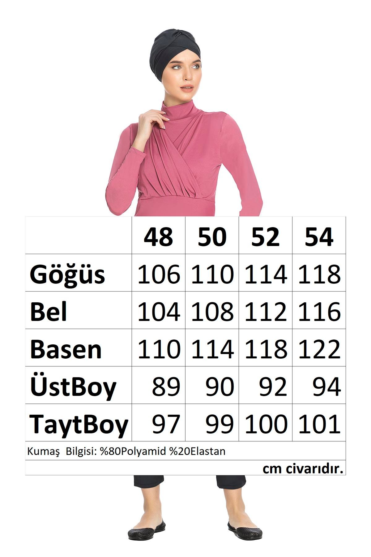 Büyük Beden Likralı Tam Kapalı Tesettür Mayo 1285 Pembe