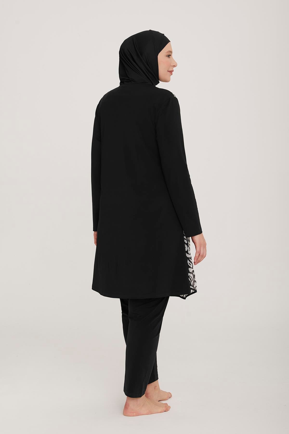 Büyük Beden Likralı Tam Kapalı Tesettür Mayo Rad 4481 Siyah