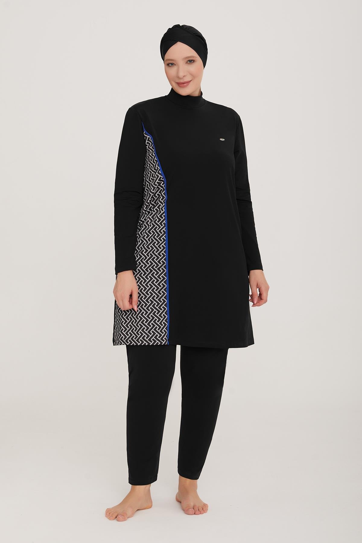 Büyük Beden Likralı Tam Kapalı Tesettür Mayo Rad 4482 Siyah