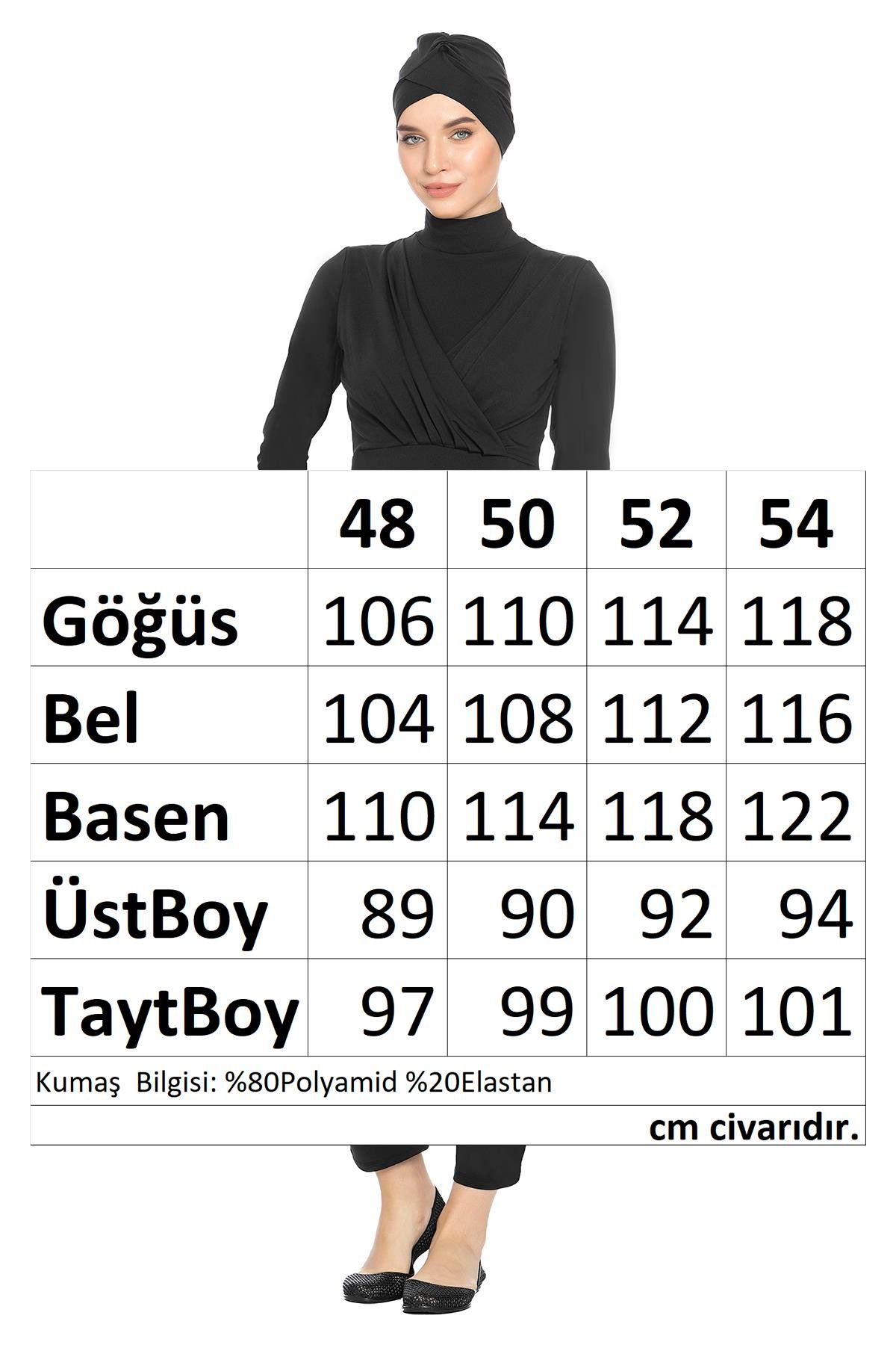 Büyük Beden Likralı Tam Kapalı Tesettür Mayo 1285 Siyah