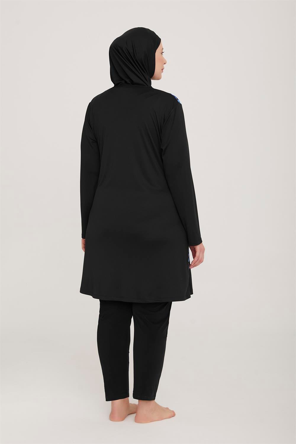 Büyük Beden Likralı Tam Kapalı Tesettür Mayo Yax 2 9101 Siyah Remsa Mayo