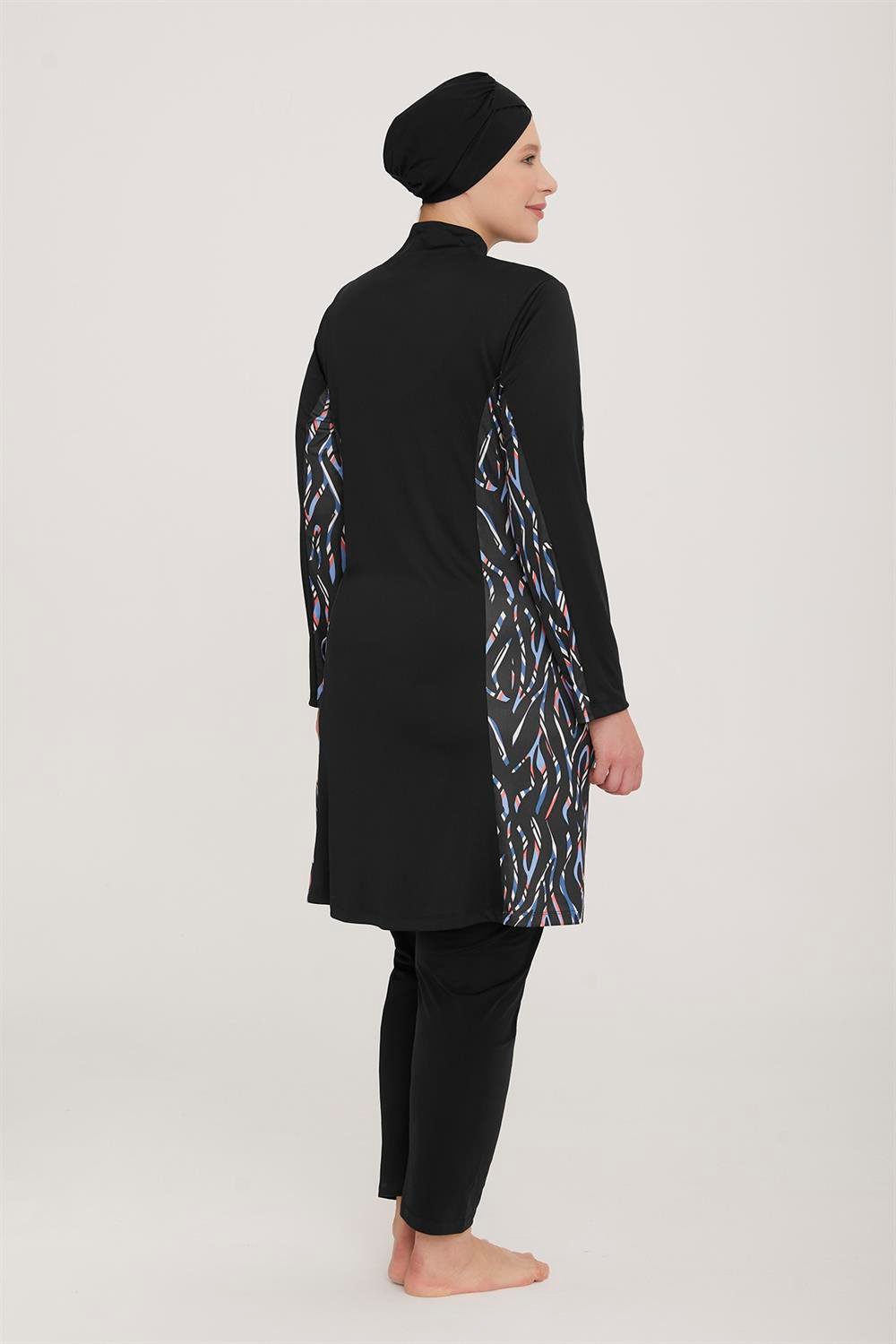Büyük Beden Likralı Tam Kapalı Tesettür Mayo Judy 2 9104 Siyah Remsa Mayo