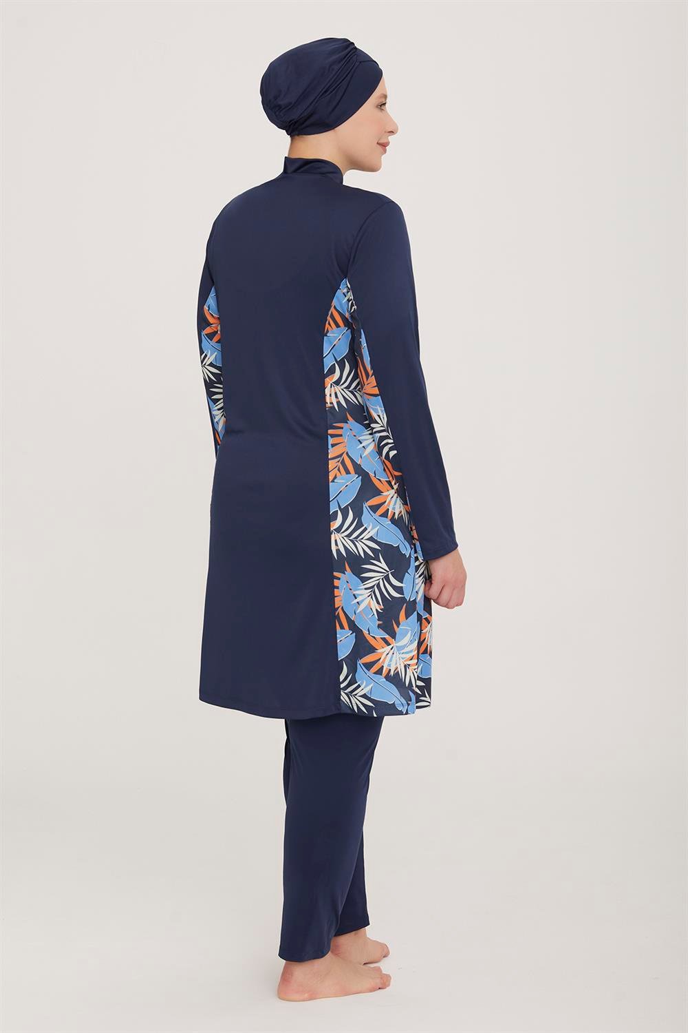 Büyük Beden Likralı Tam Kapalı Tesettür Mayo Judy 4 9106 Koyu Lacivert Remsa Mayo