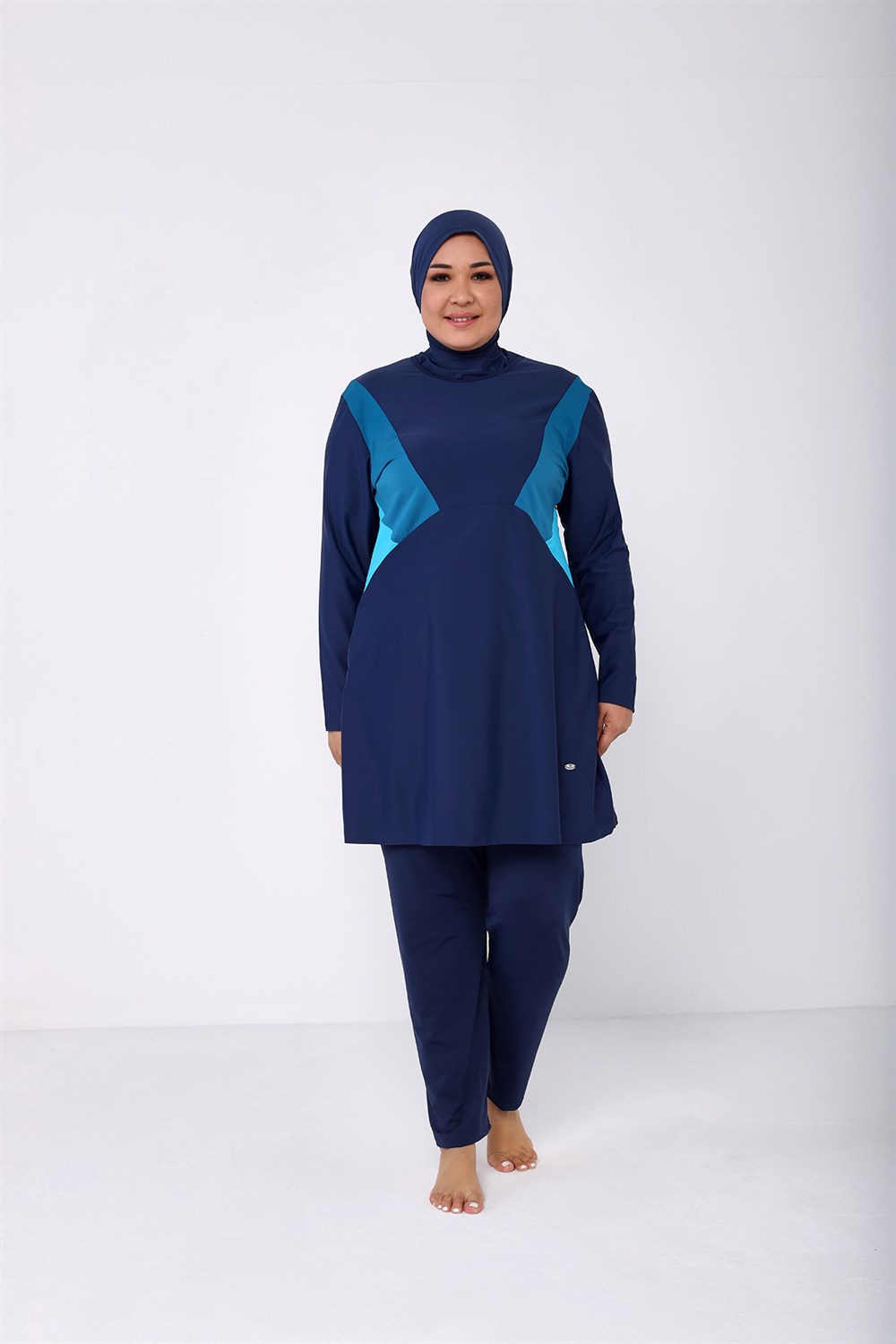 Büyük Beden Likralı Tam Kapalı Tesettür Mayo 2503 Koyu Lacivert Remsa Mayo