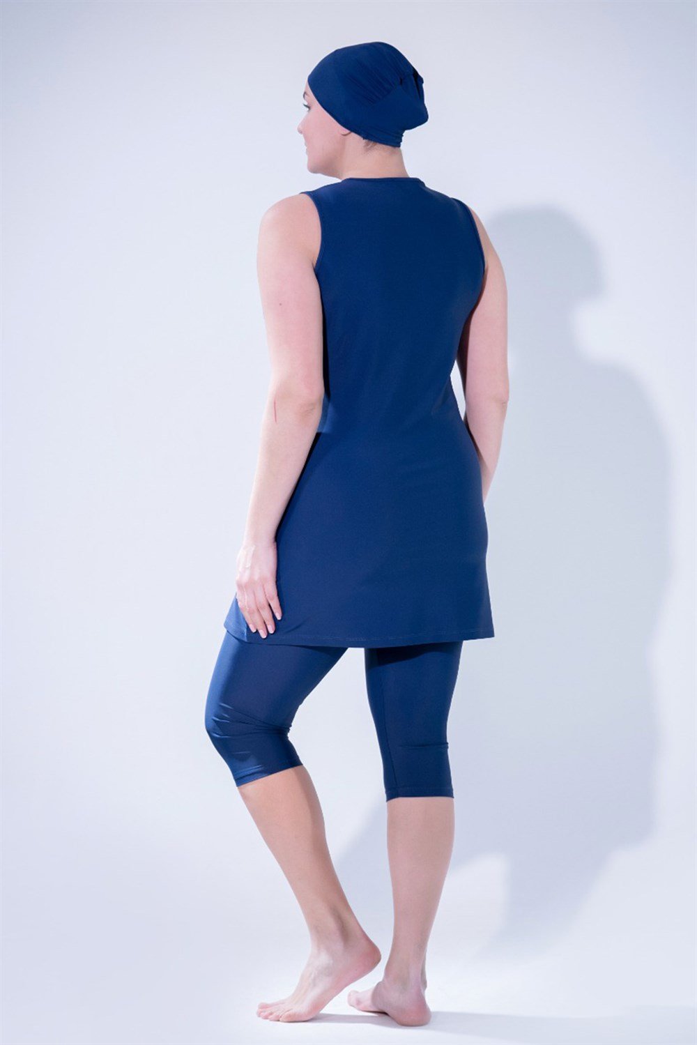 Büyük Beden Likralı Yarı Kapalı Kolsuz 3109 Koyu Lacivert