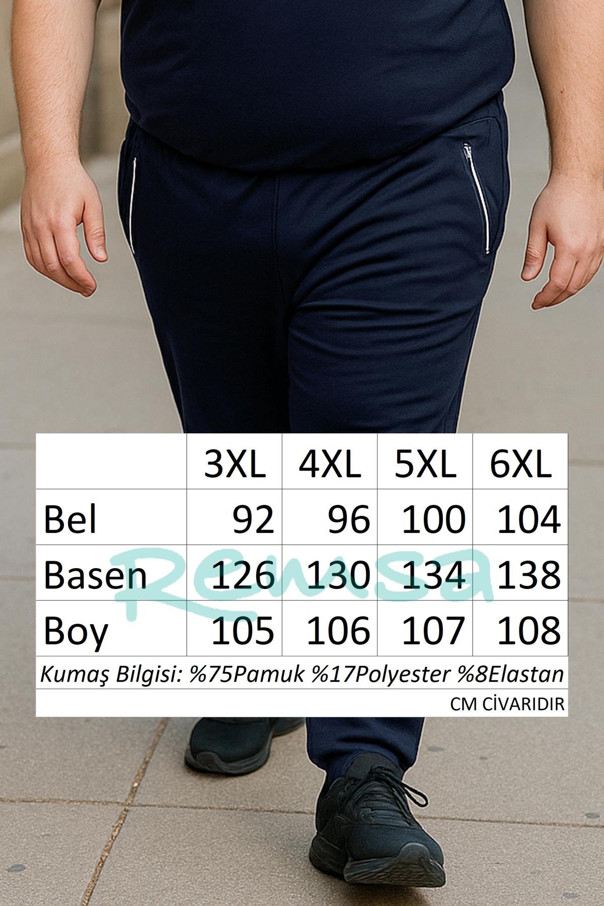 Büyük Beden Pamuk Dokulu Erkek Eşofman Altı 24702 Lacivert