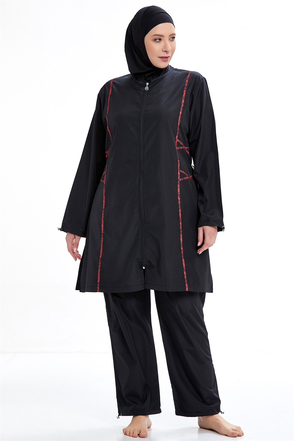 Büyük Beden Tam Kapalı Tesettür Mayo 0592 Siyah Remsa Mayo