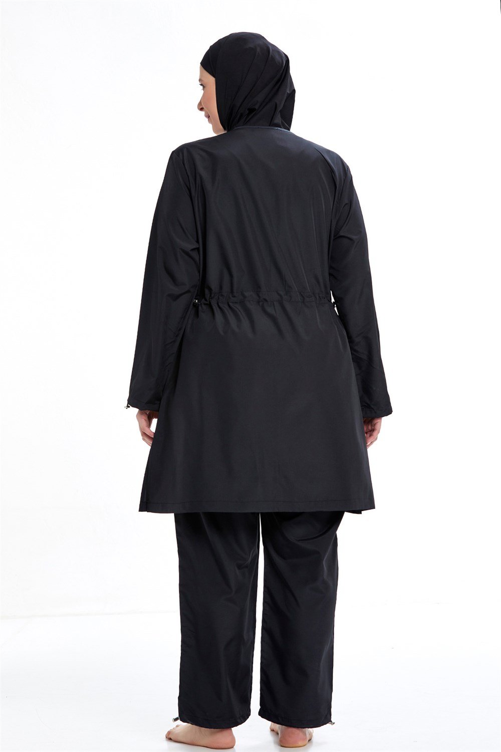 Büyük Beden Tam Kapalı Tesettür Mayo 0592 Siyah Remsa Mayo