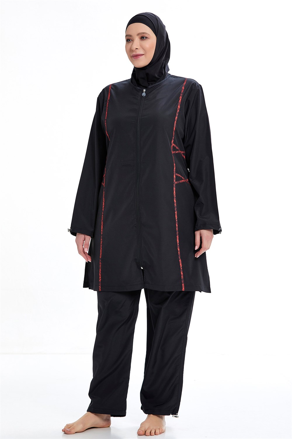 Büyük Beden Tam Kapalı Tesettür Mayo 0592 Siyah Remsa Mayo