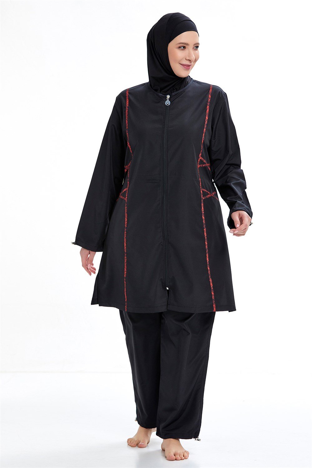 Büyük Beden Tam Kapalı Tesettür Mayo 0592 Siyah Remsa Mayo