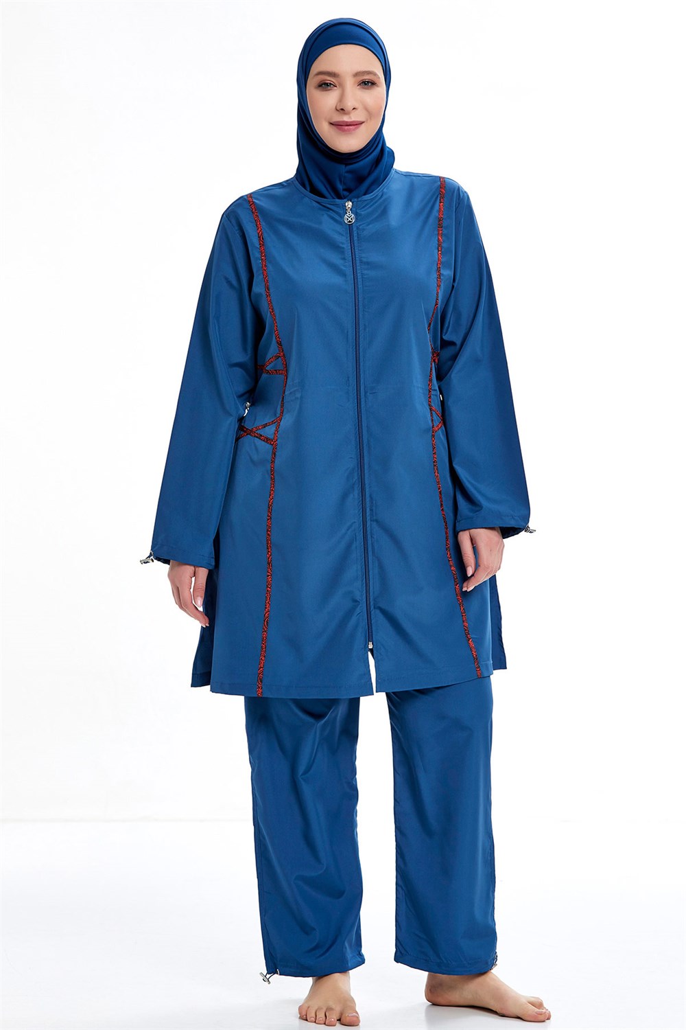 Büyük Beden Tam Kapalı Tesettür Mayo 0592 Açık Lacivert Remsa Mayo