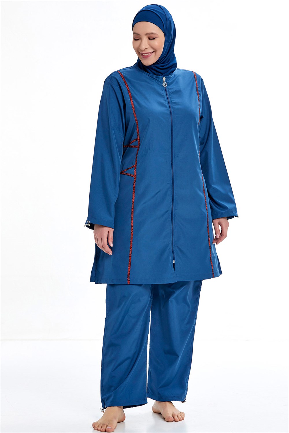 Büyük Beden Tam Kapalı Tesettür Mayo 0592 Açık Lacivert Remsa Mayo