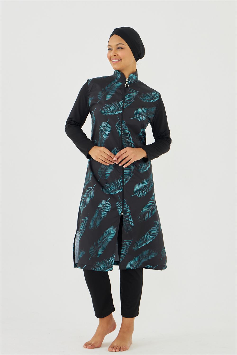 Büyük Beden Tam Kapalı Tesettür Mayo Deniz Mayosu TD703-09