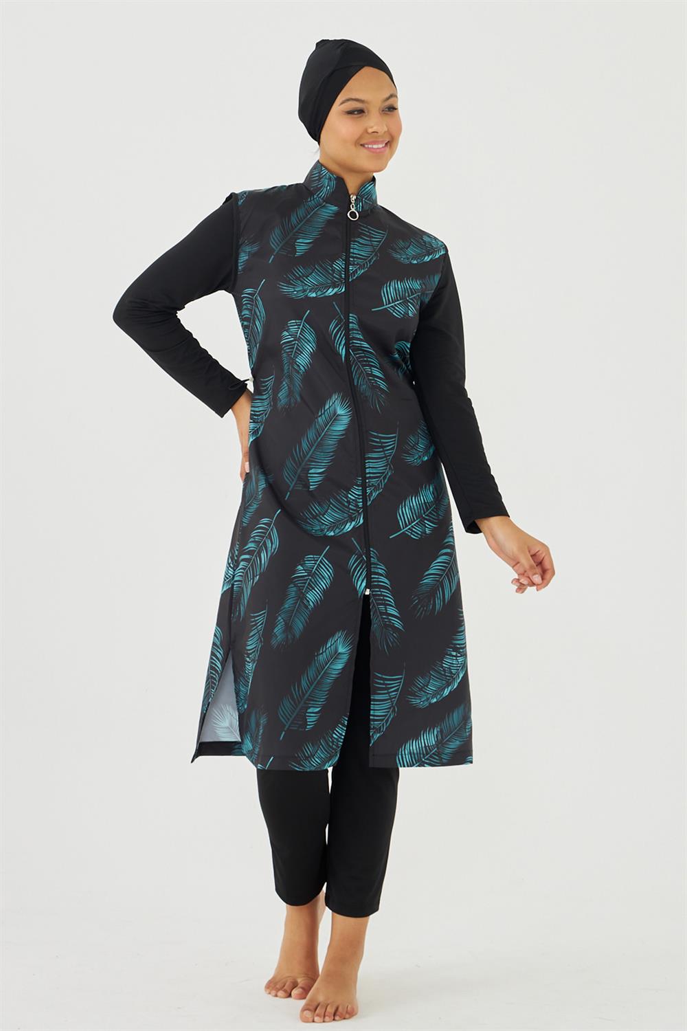 Büyük Beden Tam Kapalı Tesettür Mayo Deniz Mayosu TD703-09