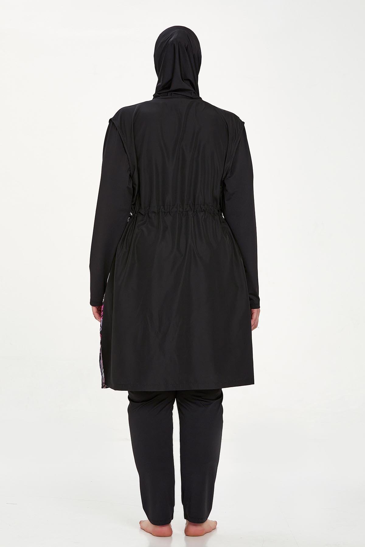 Büyük Beden Tam Kapalı Tesettür Mayo Jewelına Battal 2315 Siyah