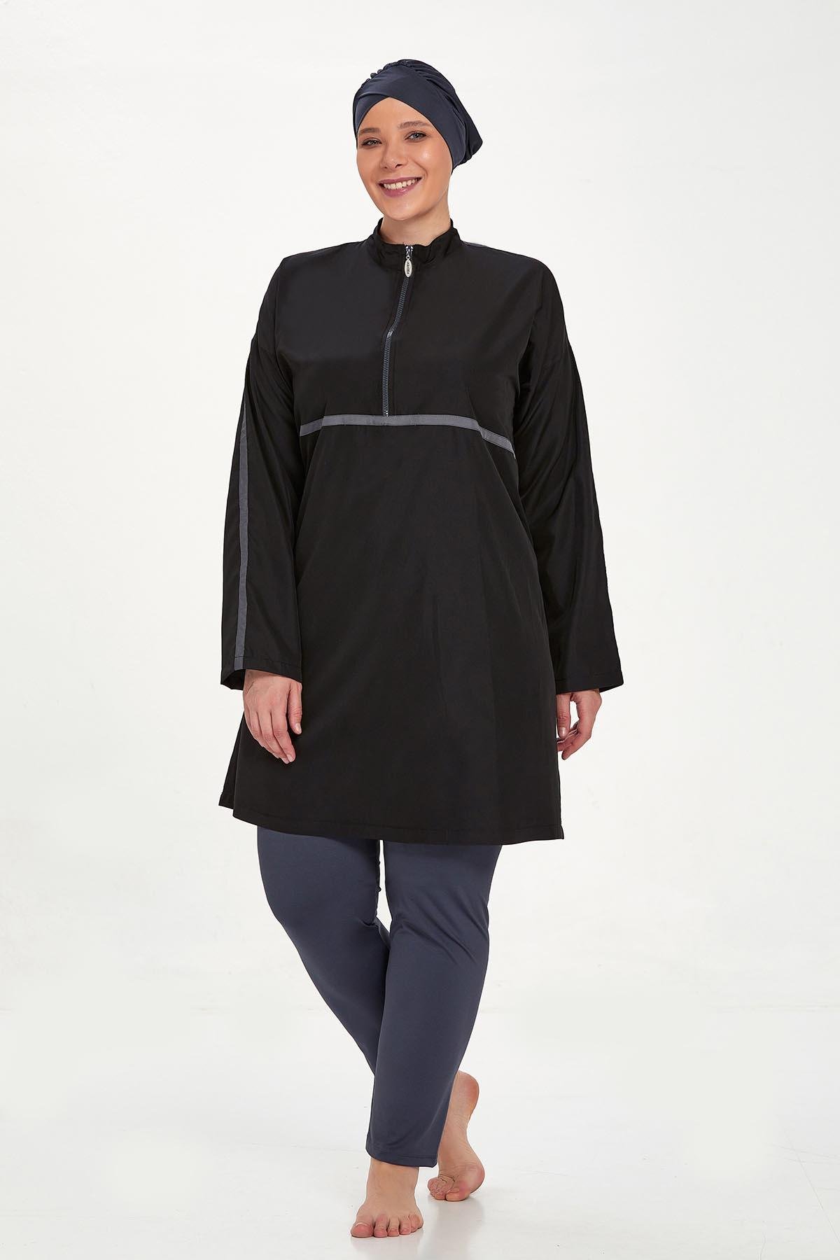 Büyük Beden Tam Kapalı Tesettür Mayo Morgan Battal 1427 Siyah