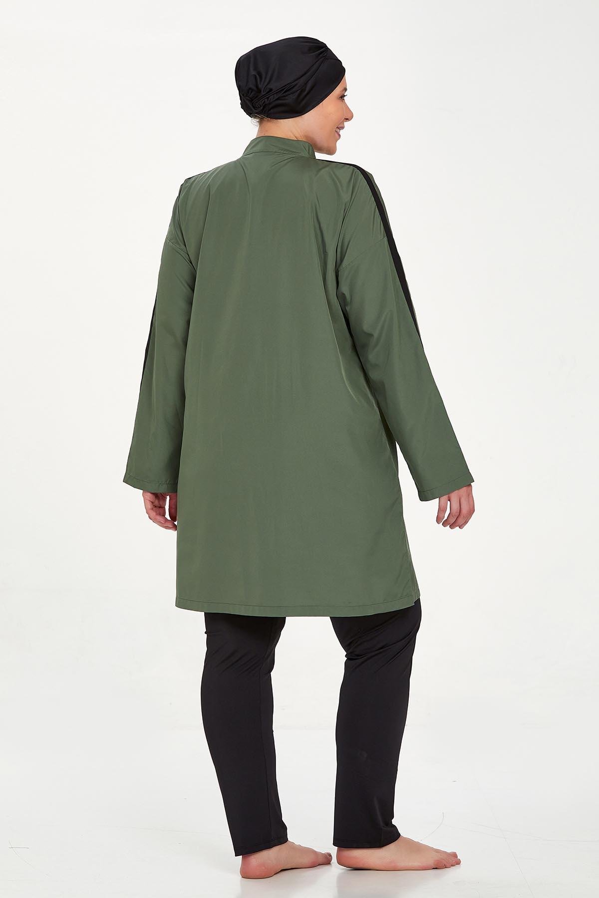 Büyük Beden Tam Kapalı Tesettür Mayo Morgan Battal 1427 Haki