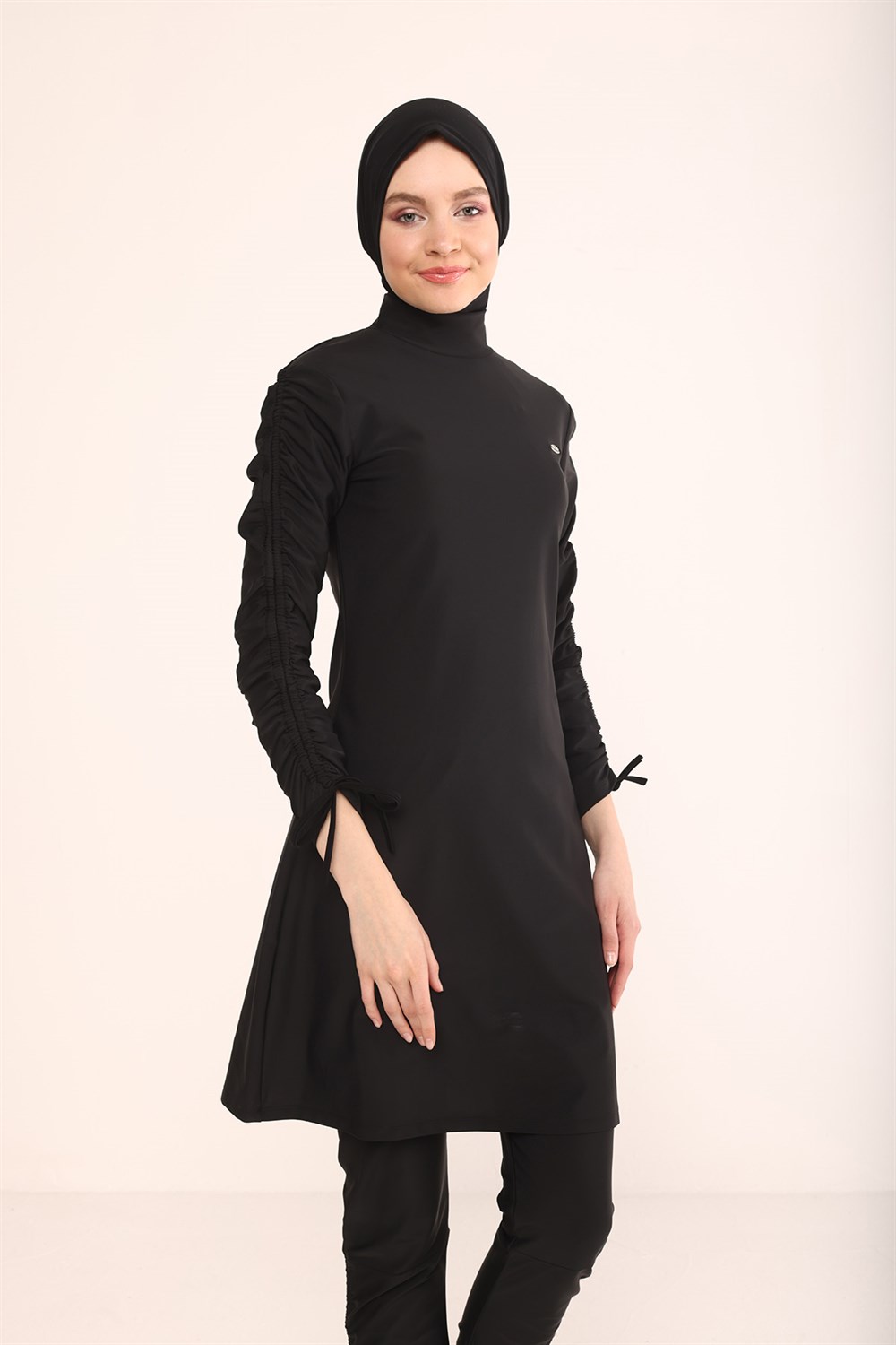 Büzgü Detay Tam Kapalı Tesettür Mayo 2150 Siyah Remsa Mayo
