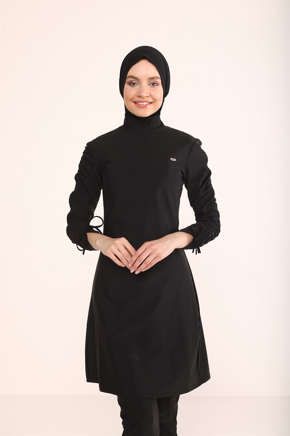 Büzgü Detay Tam Kapalı Tesettür Mayo 2150 Siyah Remsa Mayo