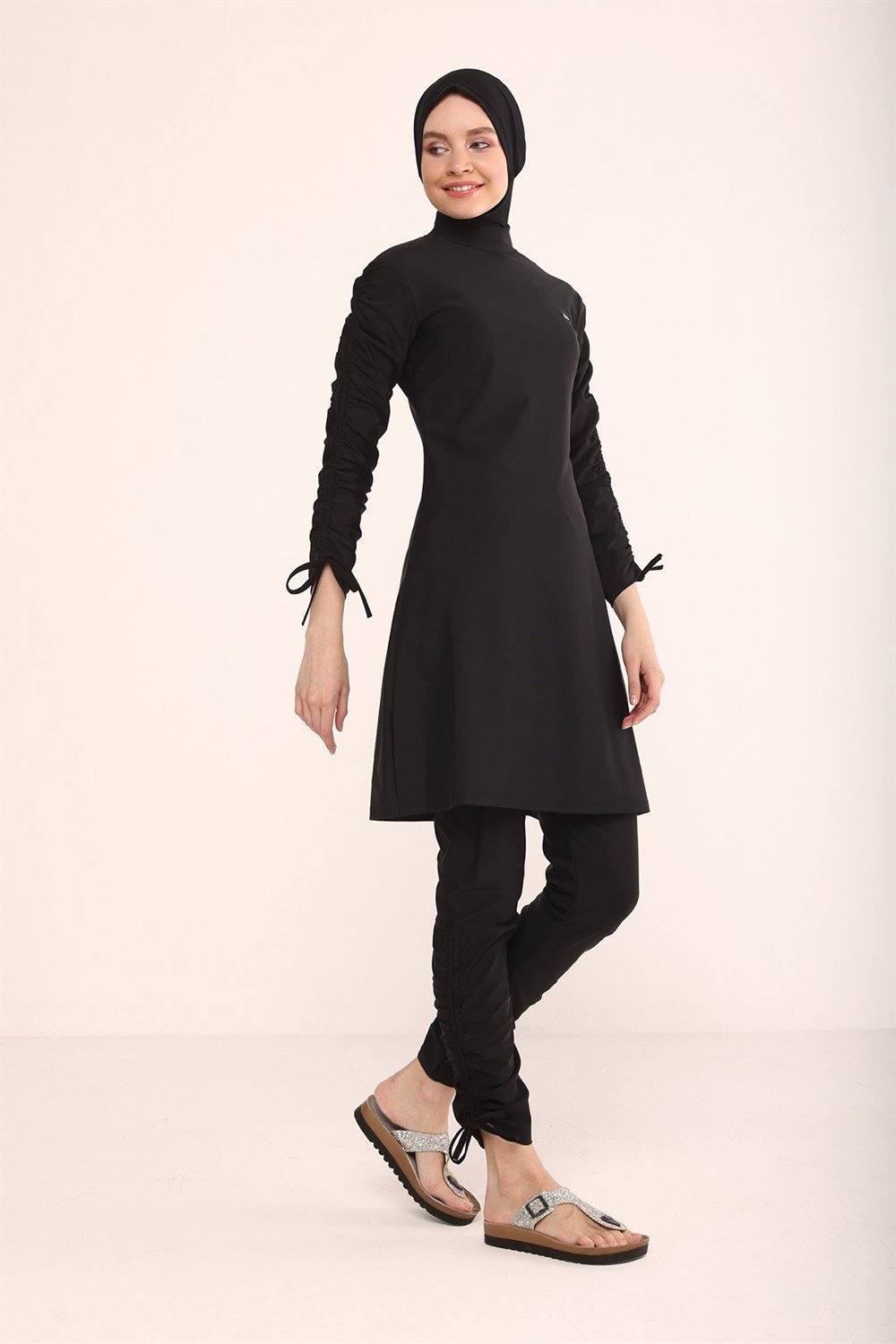 Büzgü Detay Tam Kapalı Tesettür Mayo 2150 Siyah Remsa Mayo