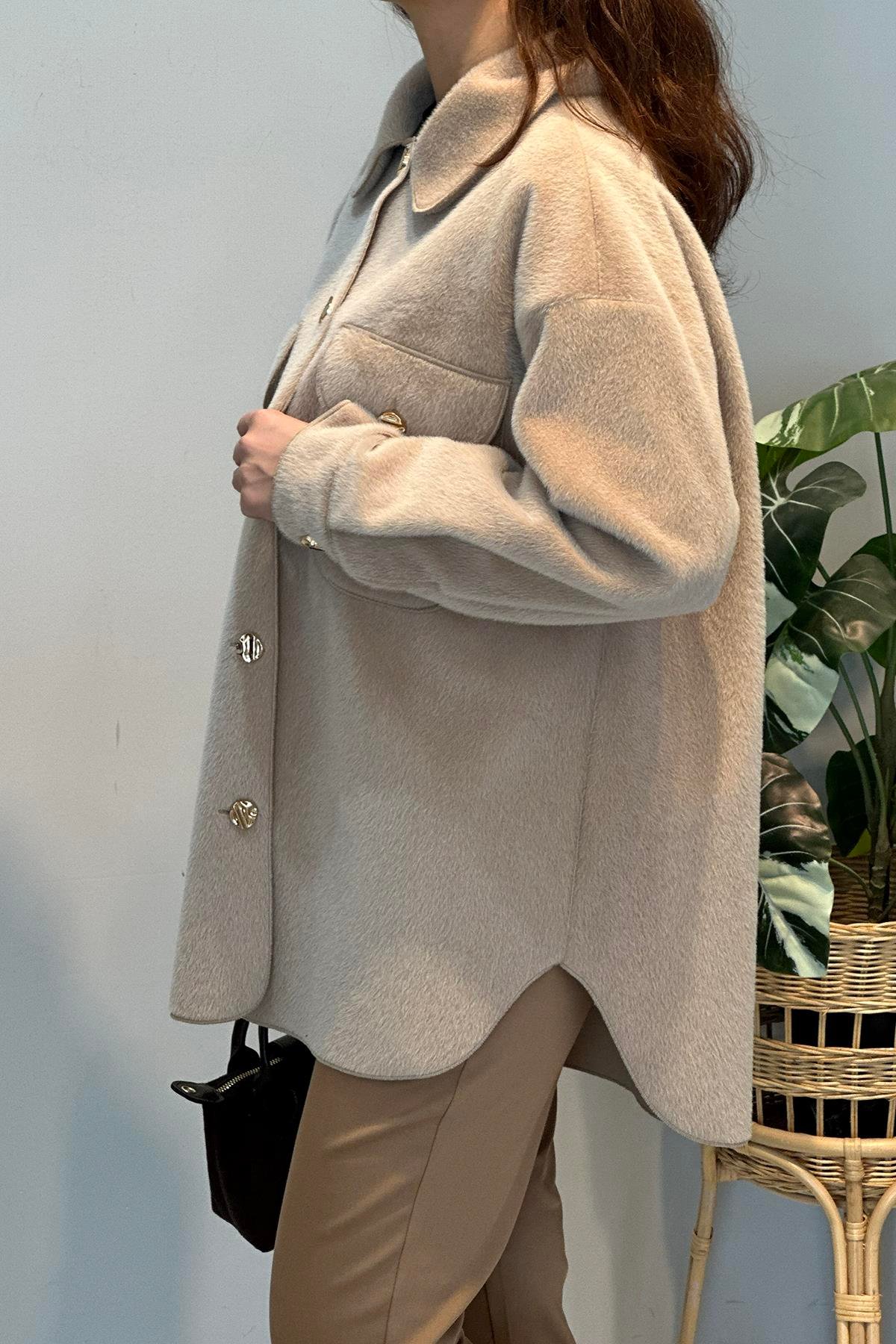 Cep ve Düğme Detaylı Ceket 35851 Bej