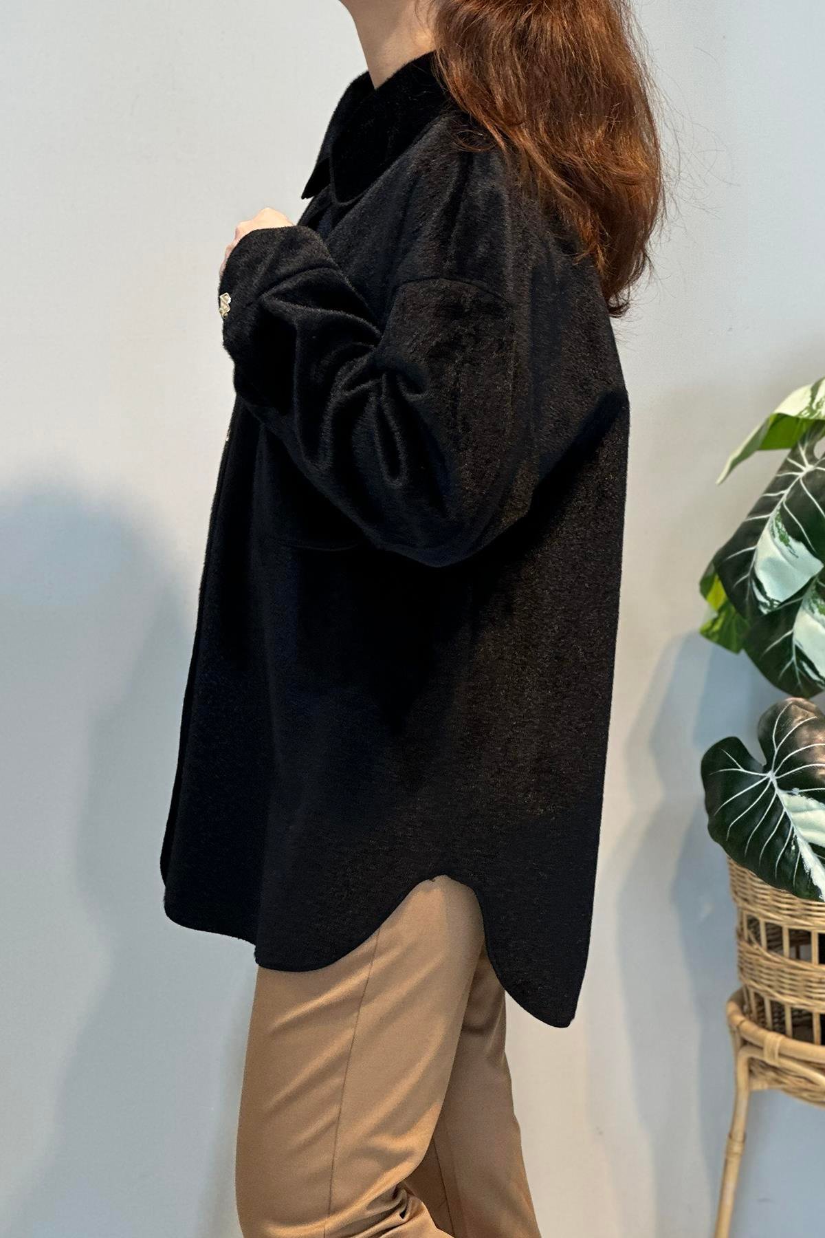 Cep ve Düğme Detaylı Ceket 35851 Siyah