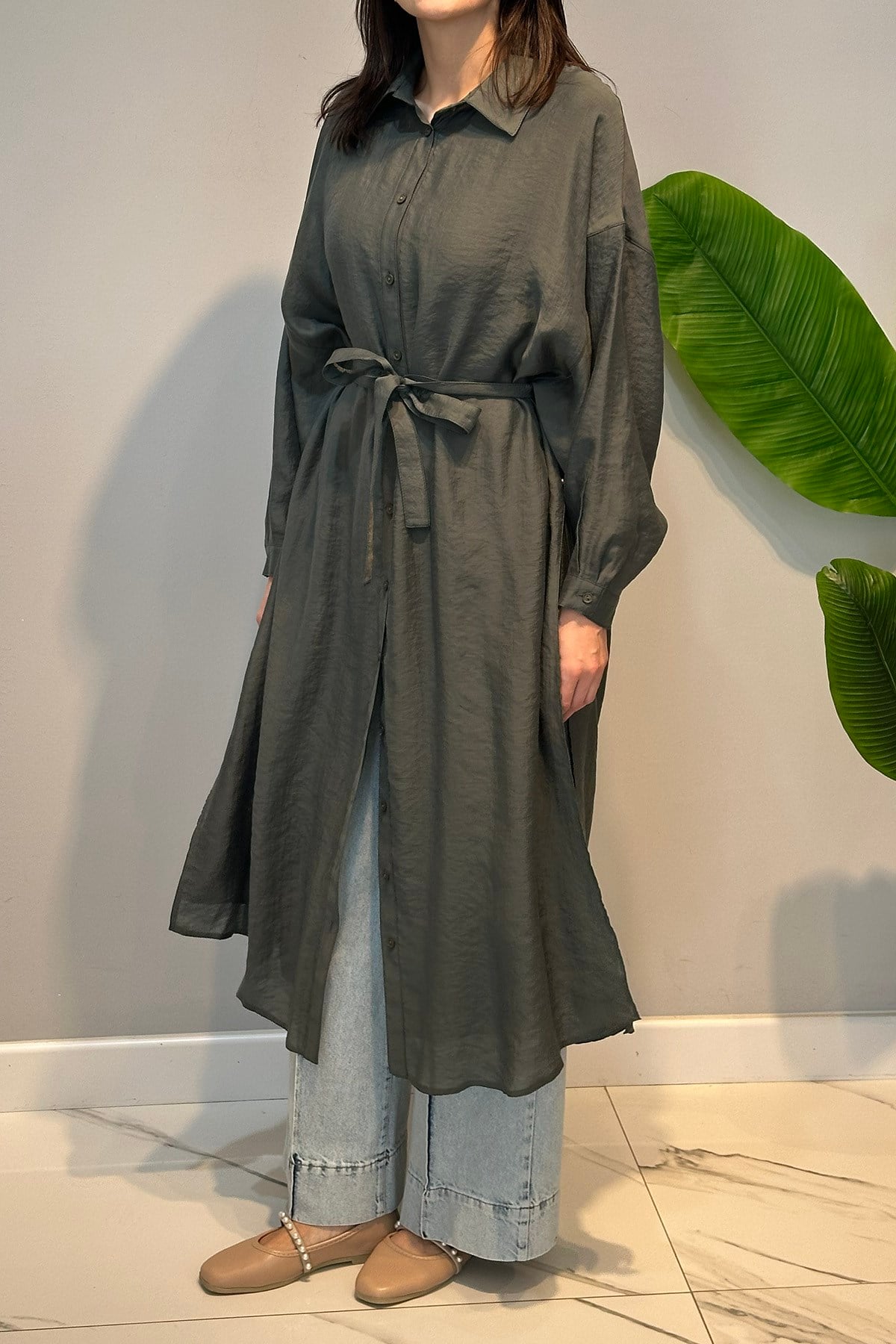 Çift Katlı Kuşaklı Nil Tunik 165 Yeşil