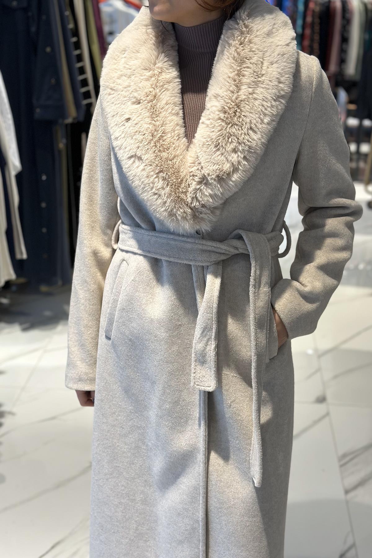 Çift Yakalı Kaşe Kaban 20100 Taş