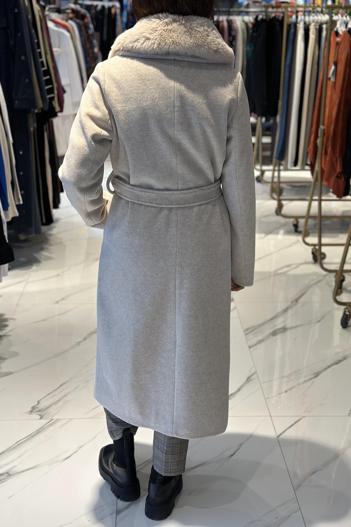 Çift Yakalı Kaşe Kaban 20100 Taş