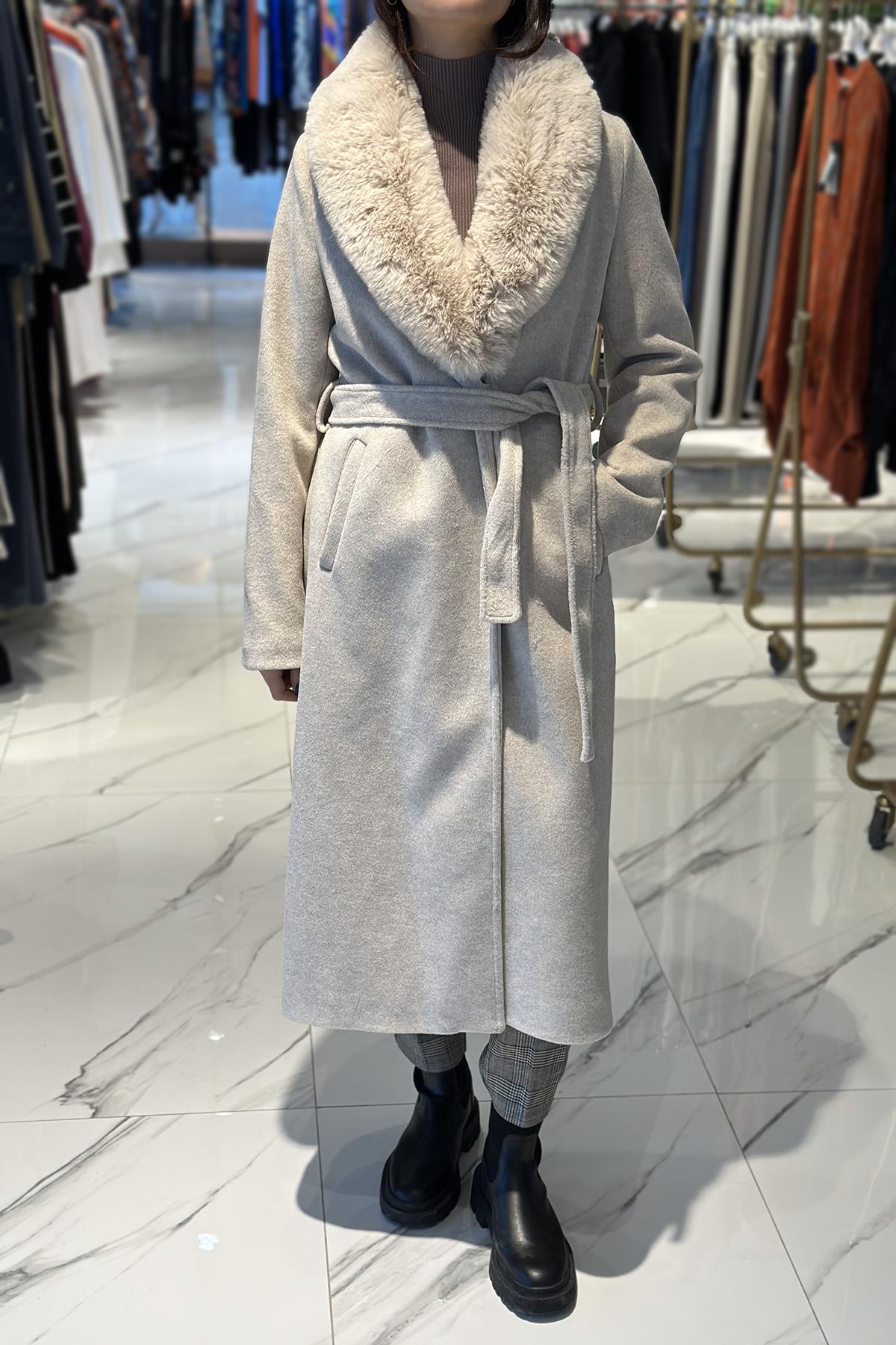 Çift Yakalı Kaşe Kaban 20100 Taş