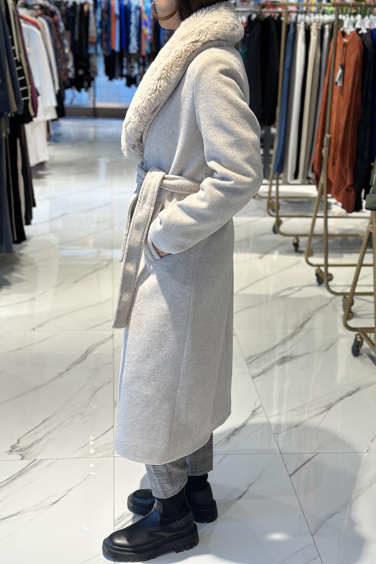 Çift Yakalı Kaşe Kaban 20100 Taş